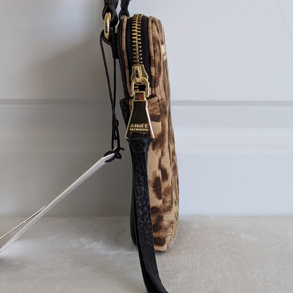 Aimee Kestenberg Phone Crossbody Leather Calf Hair Leopard Print Brown Black NWT - Picture 6 of 16